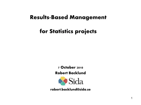 Results-Based Management for Statistics projects