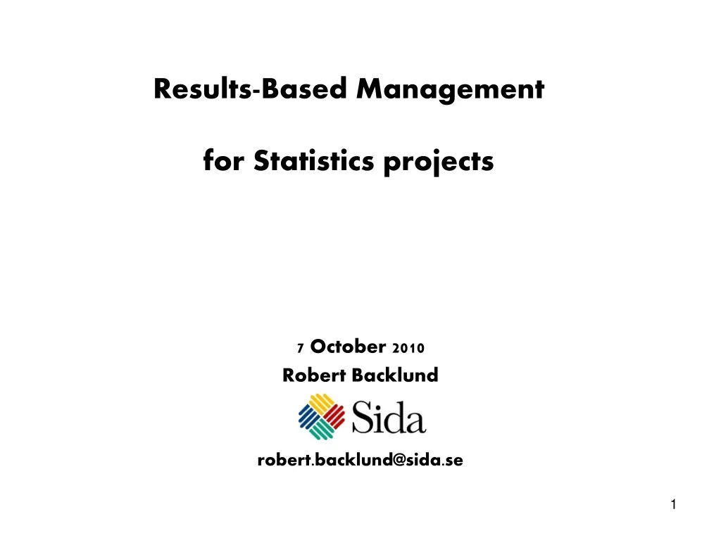 results based management for statistics projects