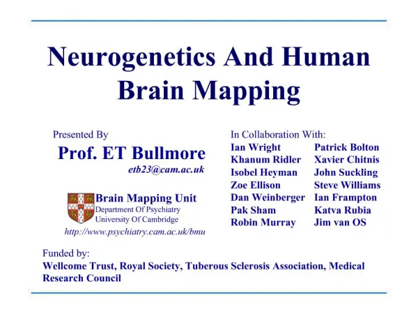 Neurogenetics And Human Brain Mapping