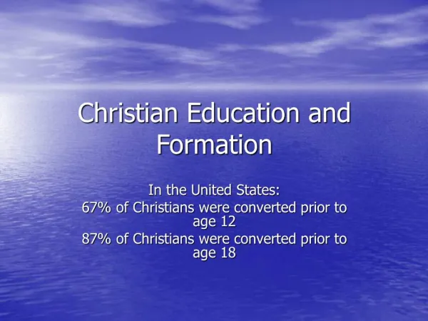 Christian Education and Formation