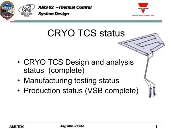 CRYO TCS status