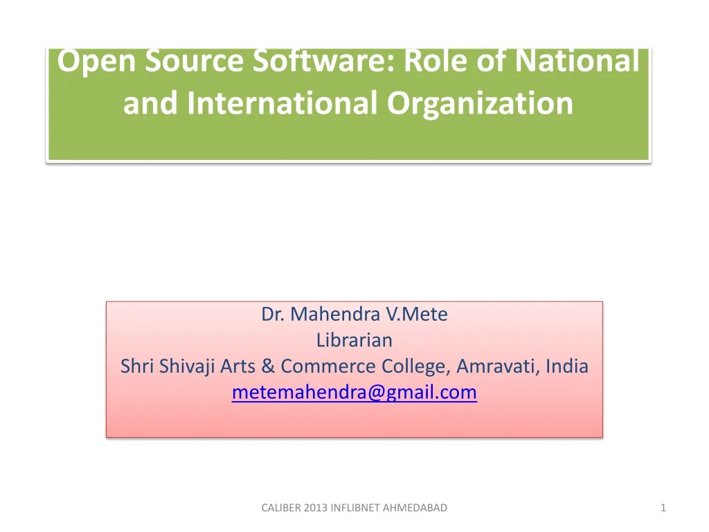 open source software role of national and international organization