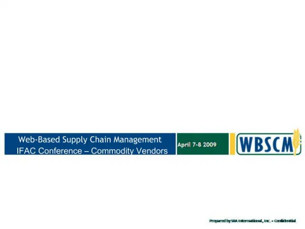 Web-Based Supply Chain Management IFAC Conference Commodity Vendors