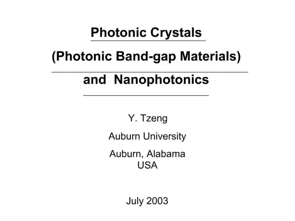 Photonic Crystals Photonic Band-gap Materials and Nanophotonics