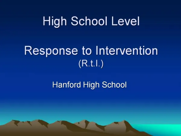 High School Level Response to Intervention R.t.I.
