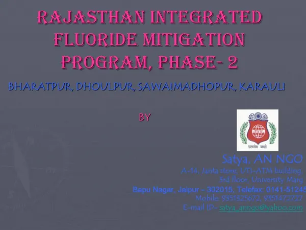 Rajasthan Integrated Fluoride Mitigation Program, phase- 2