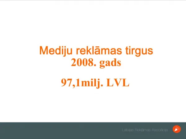 Mediju reklamas tirgus 2008. gads 97,1 milj. LVL