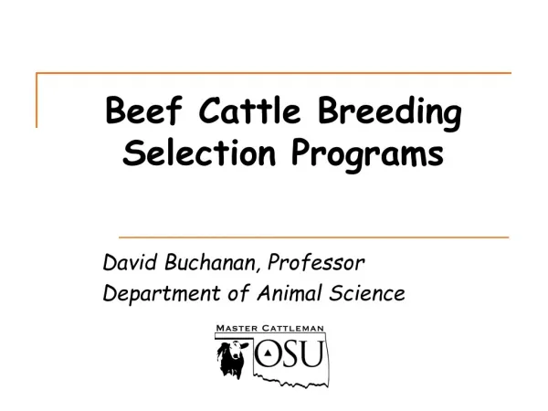 Beef Cattle Breeding Selection Programs