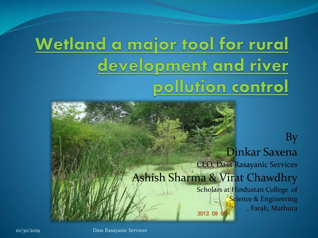 wetland a major tool for rural development and river pollution control