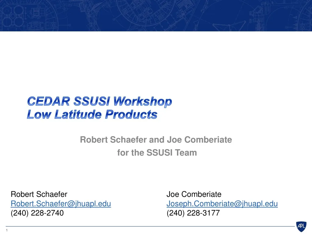 cedar ssusi workshop low latitude products