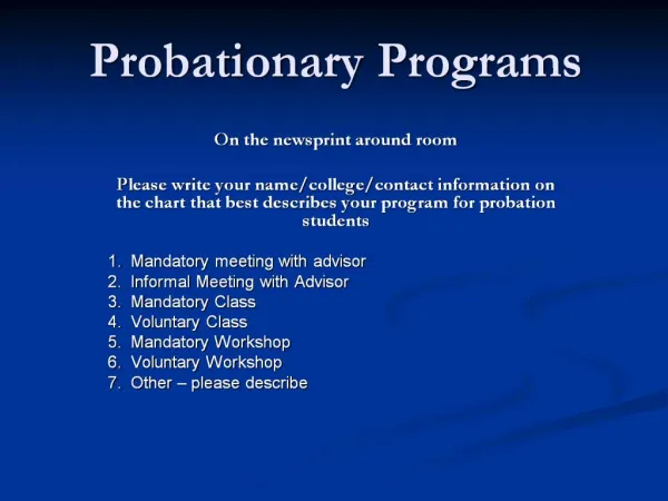 Probationary Programs