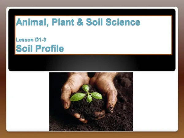 Animal, Plant Soil Science Lesson D1-3 Soil Profile