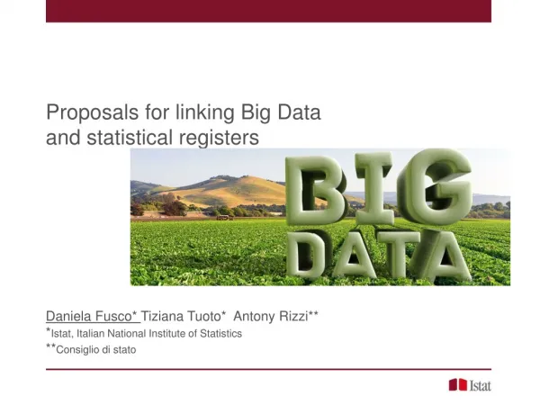 Proposals for linking Big Data and statistical registers