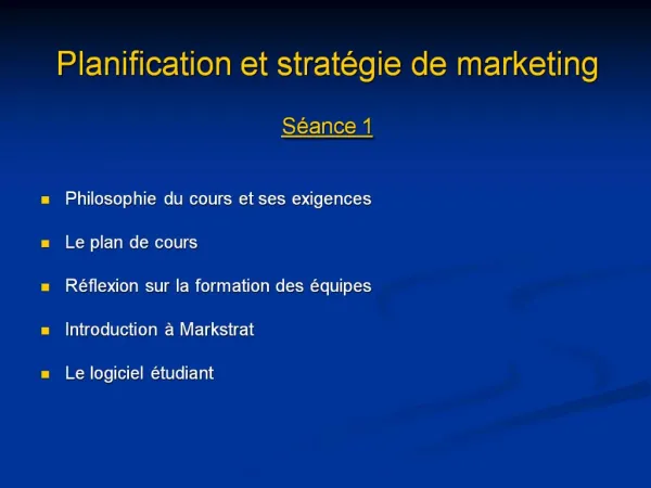 Planification et strat gie de marketing