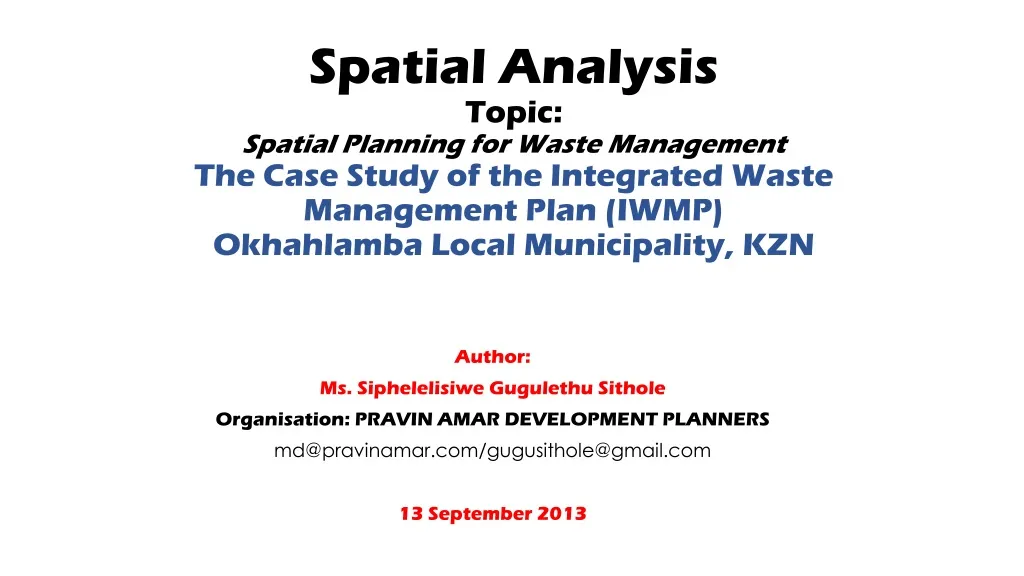 spatial analysis topic spatial planning for waste