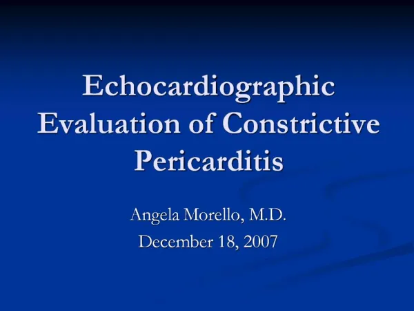 Echocardiographic Evaluation of Constrictive Pericarditis