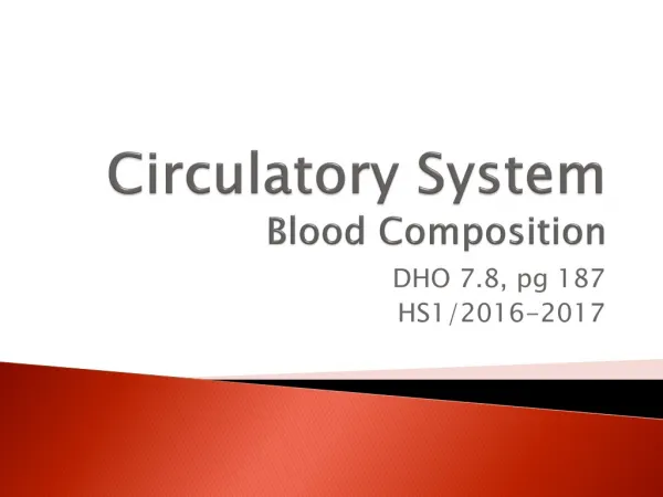 Circulatory System Blood Composition