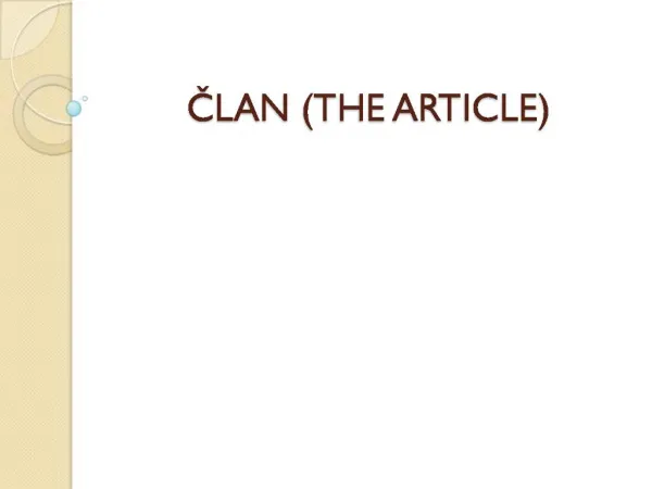 CLAN THE ARTICLE
