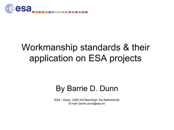 Workmanship standards their application on ESA projects