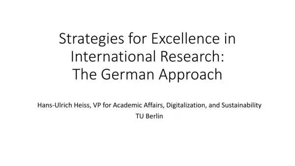 Strategies for Excellence in International Research: The German Approach