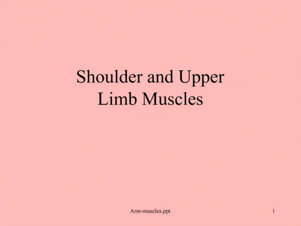 Shoulder and Upper Limb Muscles