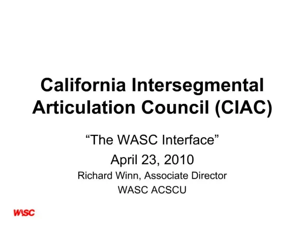 California Intersegmental Articulation Council CIAC
