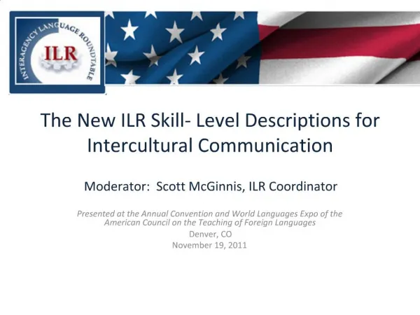 The New ILR Skill- Level Descriptions for Intercultural Communication