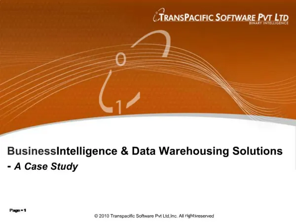 Business Intelligence Data Warehousing Solutions - A Case Study