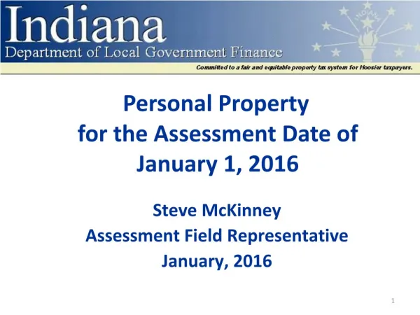Personal Property for the Assessment Date of January 1, 2016