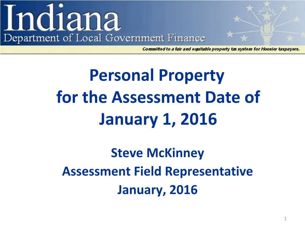 personal property for the assessment date of january 1 2016