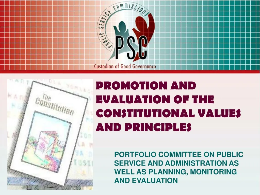 promotion and evaluation of the constitutional values and principles