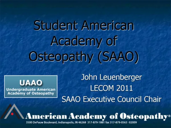 Student American Academy of Osteopathy SAAO
