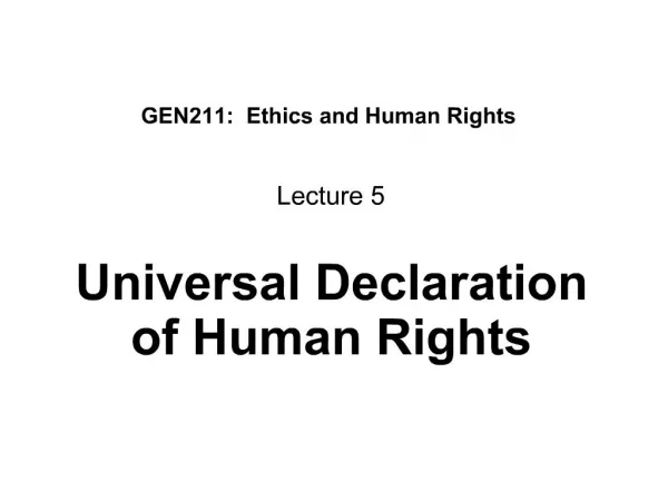 GEN211: Ethics and Human Rights