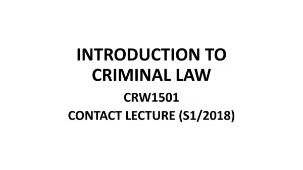 INTRODUCTION TO CRIMINAL LAW