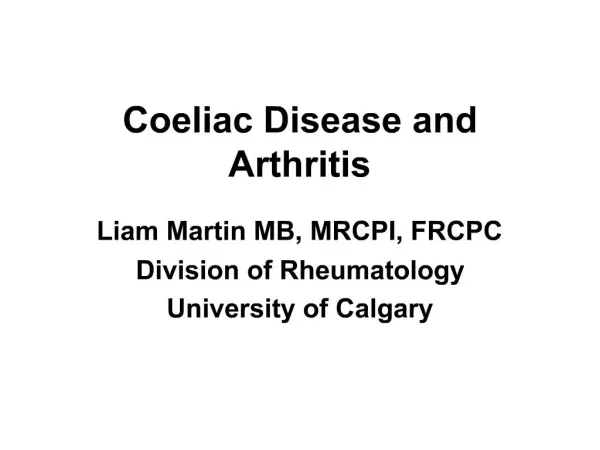 Coeliac Disease and Arthritis