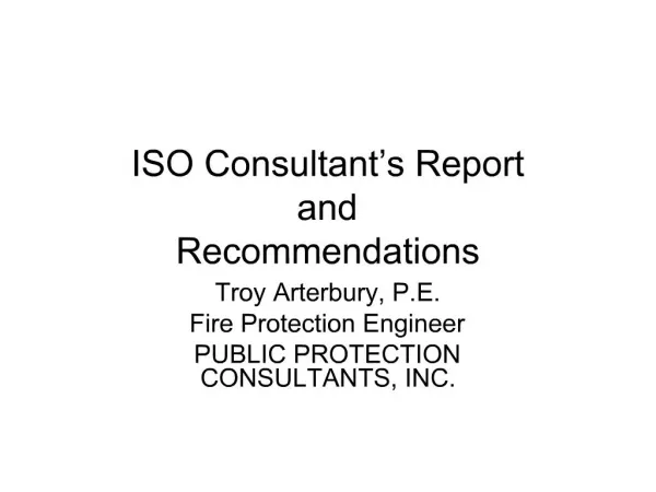 ISO Consultant s Report and Recommendations