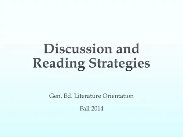 Discussion and Reading Strategies