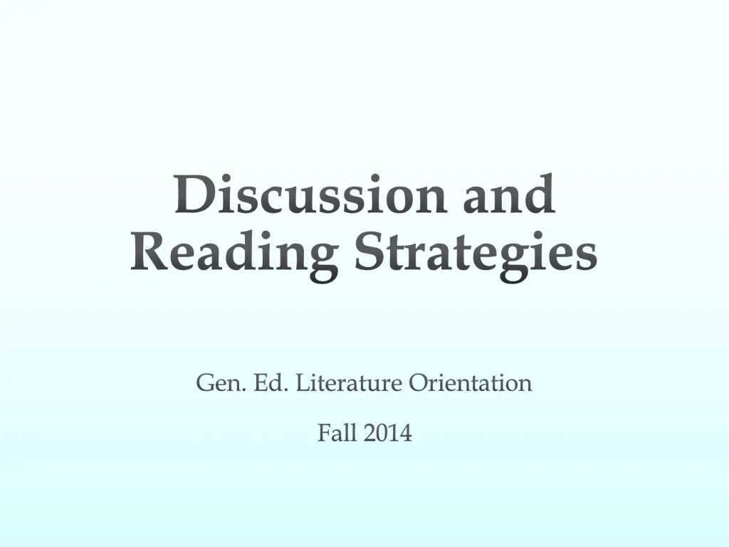 discussion and reading strategies