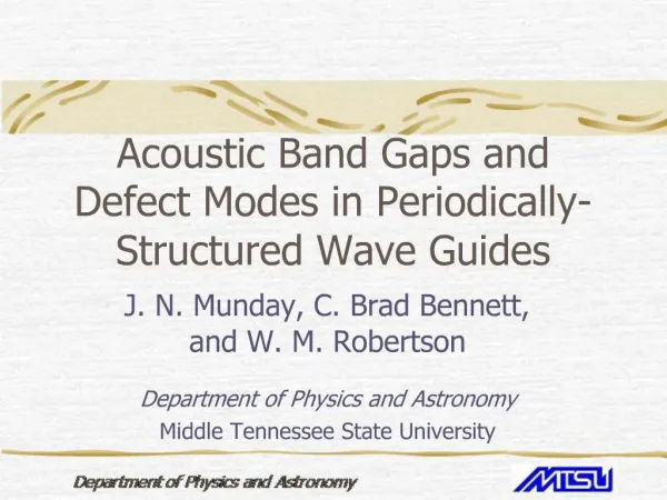 Acoustic Band Gaps and Defect Modes in Periodically-Structured Wave Guides