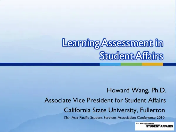 Learning Assessment in Student Affairs