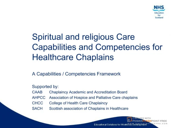 Spiritual and religious Care Capabilities and Competencies for Healthcare Chaplains