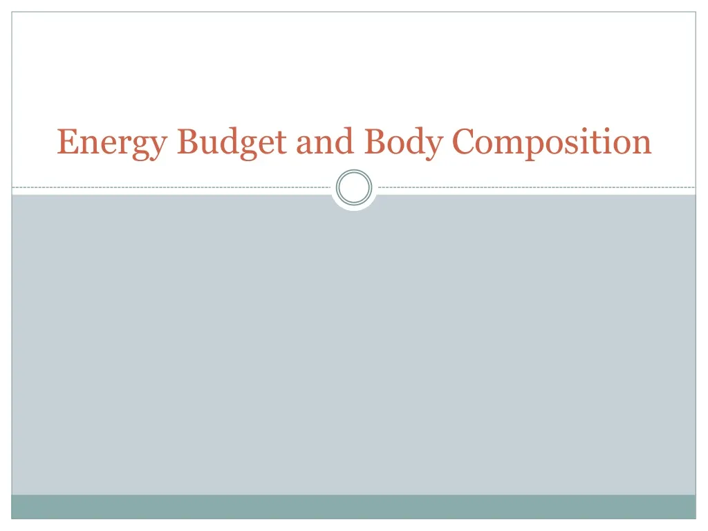 energy budget and body composition