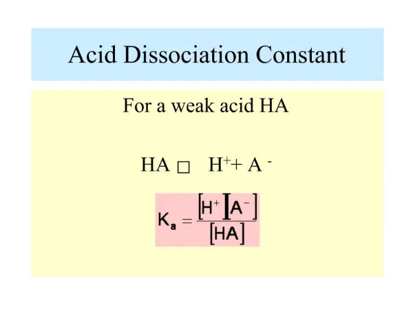 Acid Dissociation Constant