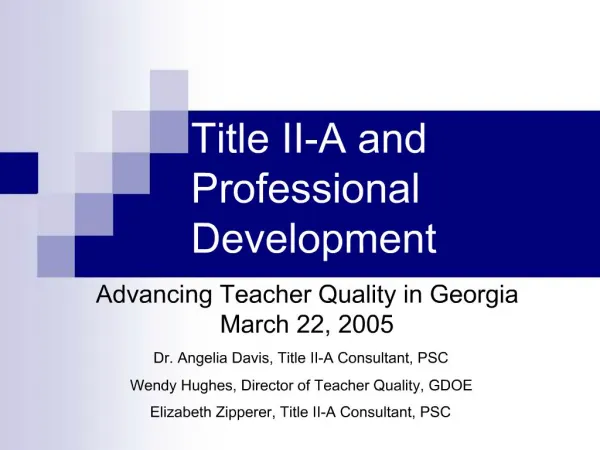 Title II-A and Professional Development