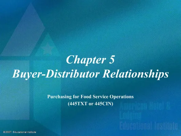 Chapter 5 Buyer-Distributor Relationships
