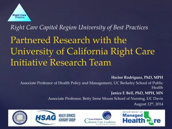 Right Care Capitol Region University of Best Practices