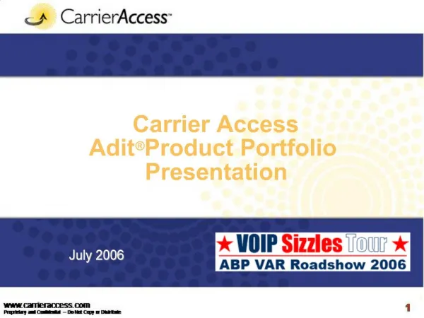 Carrier Access Adit Product Portfolio Presentation