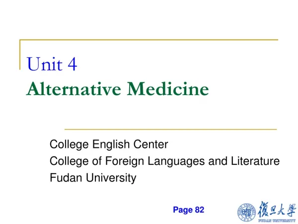 Unit 4 Alternative Medicine