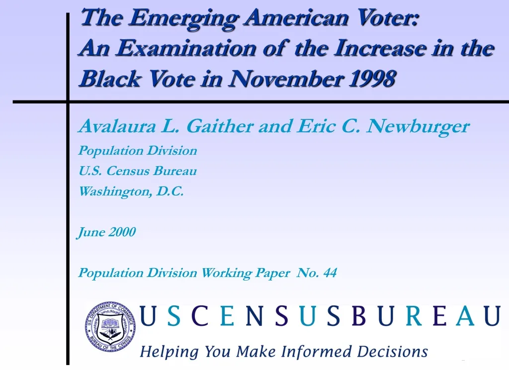the emerging american voter an examination of the increase in the black vote in november 1998