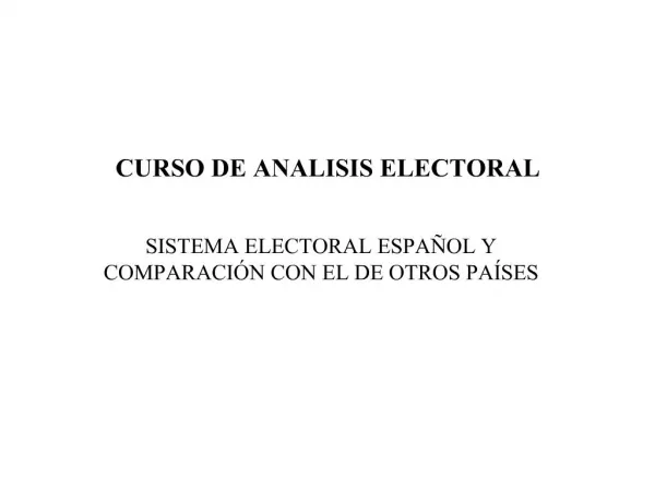 CURSO DE ANALISIS ELECTORAL
